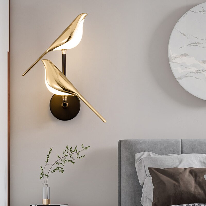 Ozdobna lampa ścienna LED | Wzór ptaka