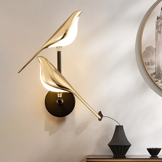 Ozdobna lampa ścienna LED | Wzór ptaka