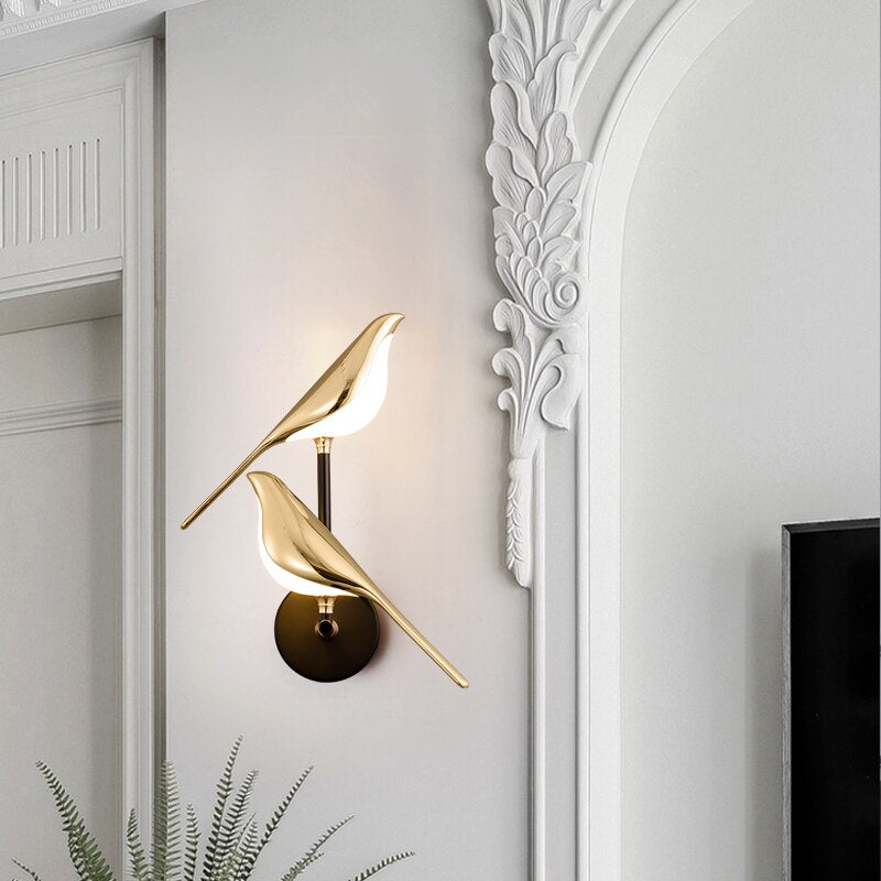 Ozdobna lampa ścienna LED | Wzór ptaka