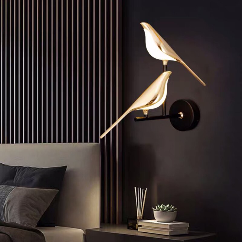 Ozdobna lampa ścienna LED | Wzór ptaka