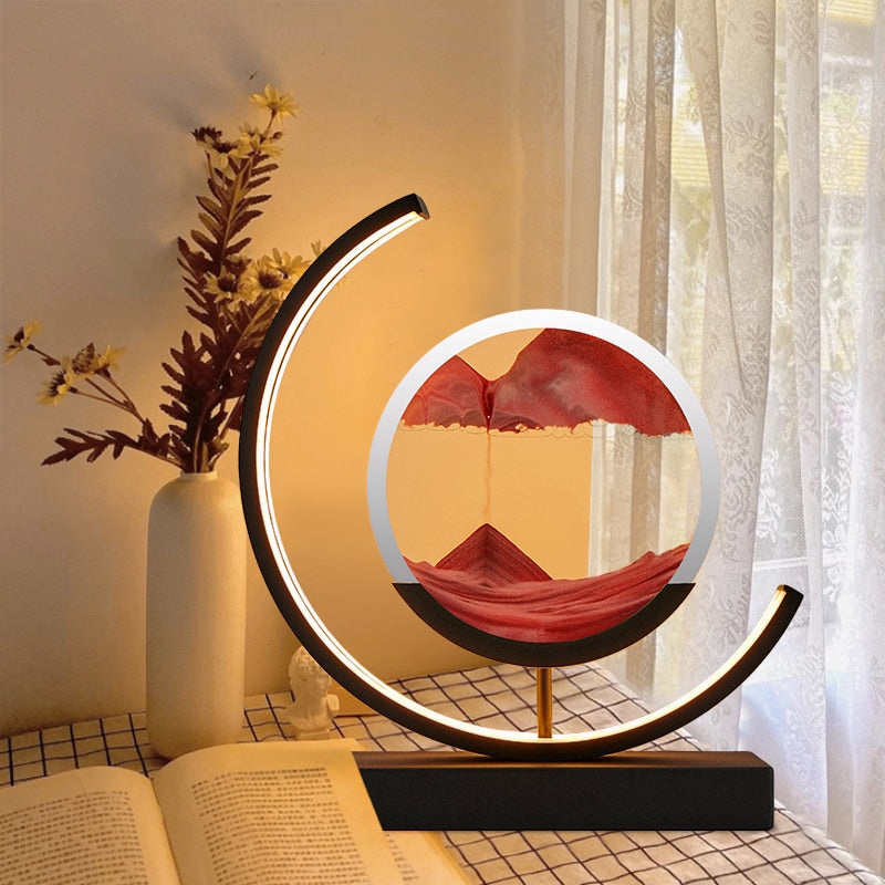 Ruchoma lampa stołowa z piaskiem | Lampka nocna
